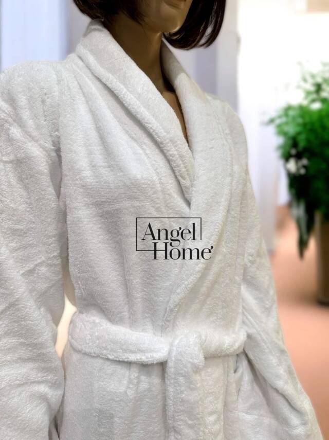 %100 Pamuk Beyaz Rengi Unisex Banyo Bornozu – Yumuşak, Emilimli ve Konforlu - 3