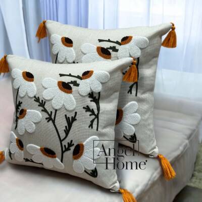 2'li Punch Kırlent Kılıfı 40 x 40 - Papatya - 1