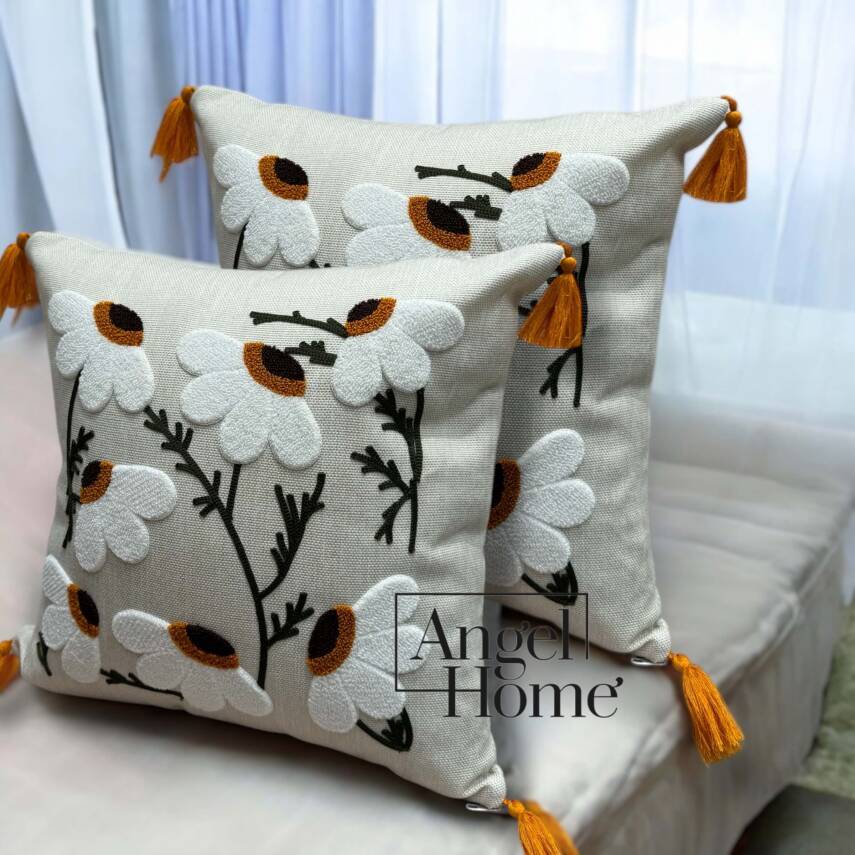 2'li Punch Kırlent Kılıfı 40 x 40 - Papatya - 1